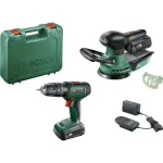 Bosch DIY rinkinys UniversalImpact 18V + AdvancedOrbit 18V, 2x 2.0Ah Li-Ion akumuliatoriai, akumuliatorinis smūginis gręžtuvas-suktuvas + akumuliatorinis ekscentrinis &scaron;lifuoklis, žalias (06039D410A)