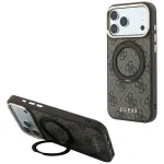 Guess Ring Stand 360 4G Classic Logo MagSafe dėklas, skirtas iPhone 18 Pro / 17 Pro, rudas