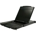 StarTech.com RKCOND17HD 1U KVM konsolė stovui su dvigubais bėgeliais, 17,3" (43,9 cm) LCD 1920 x 1080, vienas DVI/VGA prievadas, amerikieti&scaron;ka QWERTY klaviatūra, USB, kabeliai komplekte, 44230 MTBF, juoda