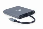 Gembird A-CM-COMBO6-01 USB-C 6-in-1 adapteris, USB 3.1 Gen 1, HDMI 4K, VGA, PD 60 W, SD/microSD kortelių skaitytuvas, 3,5 mm garso i&scaron;ėjimas, pilkas