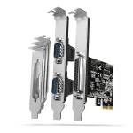 Axagon PCEA-PSN PCIe adapteris - 1x lygiagretus ir 2x nuoseklus (RS-232) prievadas, 250 kbps, su standartiniu ir žemo profilio laikikliais