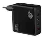 3x USB-C + USB A sieninis įkroviklis su PD, juodas, GaN 100W