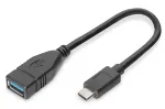 DIGITUS USB Type-C adapterinis kabelis, OTG, Type C - A M/F, 15 cm, Super Speed, juodas