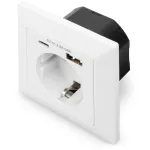 DIGITUS DA-70615 - Steckdosenauslass - 2P+E - Typ F, USB, USB Type C - mit Verschluss - 1 Steckdose, 2 USB-Anschl&uuml;sse - 2.8 A - wei&szlig;, RAL 9003