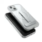 Apsauginis dėklas GUAN Apple iPhone 16 Plus &mdash; 10H grūdinto stiklo nugara su integruota kojelė, permatomas sidabrinis