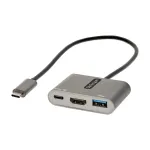 StarTech.com USB-C kelių prievadų adapteris, USB-C į HDMI 4K vaizdo, 100W PD perdavimas, USB 3.0 koncentratorius 5Gbps (1xType-C/1xA), USB-C mini dokas, USB-C kelioninis dokas, ne&scaron;iojama ne&scaron;iojamojo kompiuterio dokavimo stotis