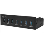 LogiLink USB 3.0 vidinis 7 prievadų 5.25 colio &scaron;akotuvas su greito įkrovimo prievadu