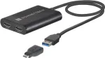 Sonnet USB3-DHDMI DisplayLink adapteris i&scaron; USB-A į dvigubą HDMI, dvigubas 4K 60Hz, HDMI 2.0, 30 cm, juodas
