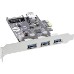 InLine 3+1 prievadų USB 3.0 &scaron;eimininko valdiklis, PCIe, su SATA maitinimu ir žemo profilio laikikliu