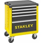 Įrankių vežimėlis Stanley STST74305-1 su 5 stalčiais, geltonai/juodas, 3 plok&scaron;ti + 2 gilūs stalčiai