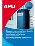 APLI 12112 lauko sąlygoms atsparios plėvelinės etiketės, 45,7 x 21,2 mm, baltos spalvos, poliesterio plėvelė