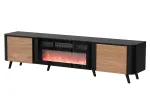Spintelė TV Cama Meble Volare 200 x 39 x 49 cm juoda/rie&scaron;utas su elektriniu židiniu