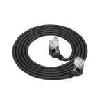 ACT Black 0.25 m U/UTP CAT6A LSZH plonas pataisinis kabelis su RJ45 jungtimis 90&deg; žemyn į 90&deg; žemyn