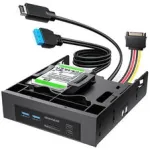 GRAUGEAR USB Hub + Card Reader Front Panel with 2,5 inch SSD Frame, Black