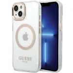 Guess GUHMP15MHTRMD Metal Outline Hard Case, skirtas iPhone 15 Plus / 14 Plus 6,7 inch, auksinis, su MagSafe