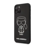 Karl Lagerfeld Apple iPhone 11 Pro Silicone Ikonik White Outline Black Back Cover