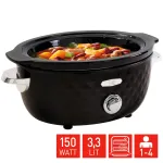 FRITEL Family Slow Cooker 3.3L 150W Black/Chrome