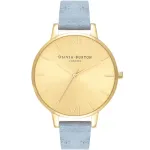 Olivia Burton moteri&scaron;kas laikrodis su dideliu ciferblatu OB16BD111 &ndash; 38 mm rožinio aukso atspalvio nerūdijančio plieno korpusas, pilka odinė apyrankė