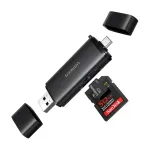 UGREEN 2-in-1 USB-C / USB-A SD 4.0 UHS-II kortelių skaitytuvas juodas