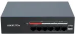 Hikvision DS-XS06-P(O-STD) 6-Port Unmanaged PoE+ Switch (4 PoE Ports, 2 Gigabit Uplink, 60W Budget, DIN Rail)