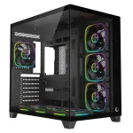 RAMPAGE SEALITE-BLACK Mid-Tower PC Case with Tempered Glass, 7x ARGB PWM Fans, Black