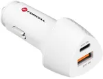 Forcell Carbon CC50-1A1C 38W USB-C PD + USB-A QC 3.0 automobilinis įkroviklis - baltas
