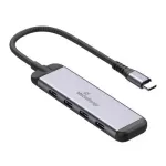 MEDIARANGE MRCS512 USB-C 4 prievadų &scaron;akotuvas - 3x USB-C 3.2 Gen 1 + 1x PD 100W, sidabrinis