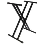 V-TONE DELUXE K1 dvigubai sutvirtintas X formos klaviatūros stovas, juodas, 45 kg talpa