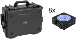 EUROLITE rinkinys 8x AKKU IP Flat Light SMD RGBW IP65 juodas + plastikinis krep&scaron;ys su vežimėliu