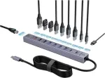 Renkforce RF-7465830 vidinis USB-C 10 prievadų USB 3.0 &scaron;akotuvas, 5 Gbit/s, SATA maitinimas, pilkas