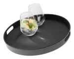 APS Bistro apvalus padėklas, juodas, 35,5 cm, melaminas, sukraunamas, tinka plauti indaplovėje (84045)