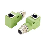 EXSYS EX-49543 M12 X-Coded 8-pin female to RJ45 female 90&deg; adapteris, 10GbE, IP67