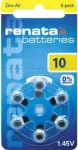 Renata ZA10 cinko-oro PR70 baterija klausos aparatams 105 mAh 1,4 V, 6 vnt. ZA10.DP6 0HG