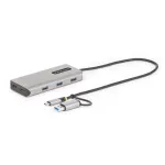 StarTech.com USB-C kelių prievadų adapteris su pritvirtintu USB-C į USB-A adapteriu, dvigubas HDMI (4K30Hz/1080p60Hz), 3x USB-A 5Gbps, mini kelioninis dokas, ne&scaron;iojamojo kompiuterio dokavimo stotelė, 40 cm laidas