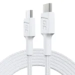 USB C laidinis laidas USB-C į USB-C Green Cell KABGC29W 2 m, USB 3.2 Gen 1, 60 W PD, pintas TPE, baltas