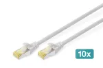 DIGITUS CAT6A S/FTP komutacinis kabelis, 3 m, pilkas, 10 vnt. rinkinys