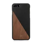 Apsauginis medinis ir odinis dėklas Woodcessories EcoSplit, iPhone 7 Plus / 8 Plus &ndash; Rie&scaron;utas Juoda