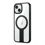 Apsauginis dėklas GUAN Apple iPhone 16 su 10H grūdintu stiklu ir integruota kojelė, permatomas/juodas