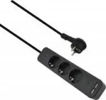 Helos ADVANCED 3 lizdų ilgintuvas su USB įkrovikliu, juodas, 1,5 m laidas