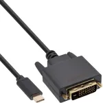 InLine USB vaizdo kabelis, USB-C ki&scaron;tukas / DVI ki&scaron;tukas (DP Alt Mode), juodas, 1 m