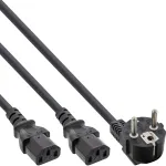 InLine Y-maitinimo laidas 1x CEE 7/7 kampuotas / 2x 3 kontaktų IEC C13 vyri&scaron;kas, 5 m