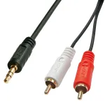 Lindy 3m Premium Phono į 3,5mm laidas, 2 x RCA, Ki&scaron;tukas, 3,5mm, Ki&scaron;tukas, 3 m, Juoda
