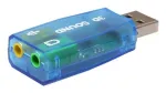 USB i&scaron;orinė garso plok&scaron;tė Gembird Virtus2 &mdash; USB sąsaja, 3.5 mm ausinės, mėlynas permatomas