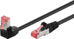 Goobay CAT 6 Patch Laidas 1x 90&deg; kampu, S/FTP (PiMF), Juodas, 2 m - fiksavimo skirtukas vir&scaron;uje, LSZH Halogen-Free, Varis (51544)
