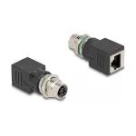 Delock adapteris M12 X-koduotas 8 kontaktų lizdas į RJ45 lizdą tiesus