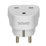 SAVIO kelioninis adapteris UK lizdas - EU ki&scaron;tukas baltas