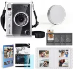 LOVEINSTANT 6-in-1 rinkinys: Skaidrus kietas dėklas + Grūdinto stiklo ekrano apsauga + 64 ki&scaron;enių fotoalbumas + Objektyvo dangtelis + Nuotraukų rėmeliai + Peties dirželis, skirta Fujifilm Instax Mini Evo