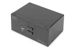DIGITUS DS-12862 2 prievadų DisplayPort DualView KVM jungiklis, 60 Hz, 4K 60fps, kelių platformų palaikymas