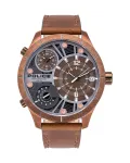 POLICE vyri&scaron;kas chronografo laikrodis PL15662XSQR1, 52 mm nerūdijančio plieno korpusas, juodas ciferblatas ir odinis dirželis
