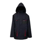 Unisex pilkai anglies spalvos XXXL ilga žiemos striukė su nuimamu gobtuvu ir sintetine izoliacija